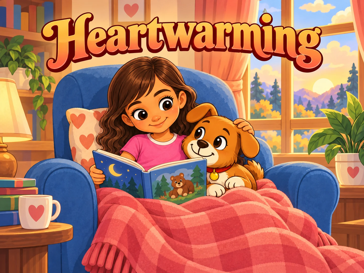Heartwarming artwork showing Layla reading beside Ralph the dog.