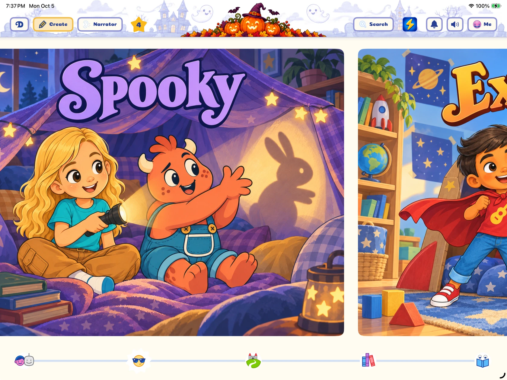 Set the story’s mood: Dreambook’s iPad screen