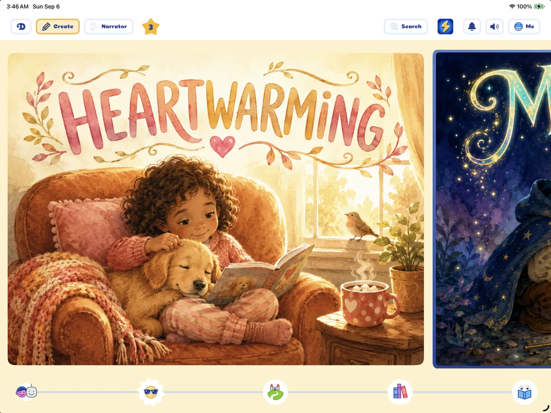 Set the story’s mood: Dreambook’s iPad screen