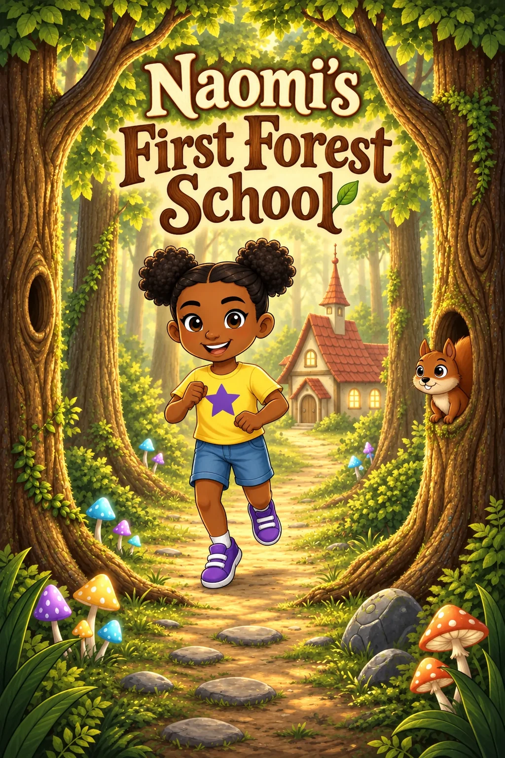 Ilustración de portada de Naomi's First Forest School